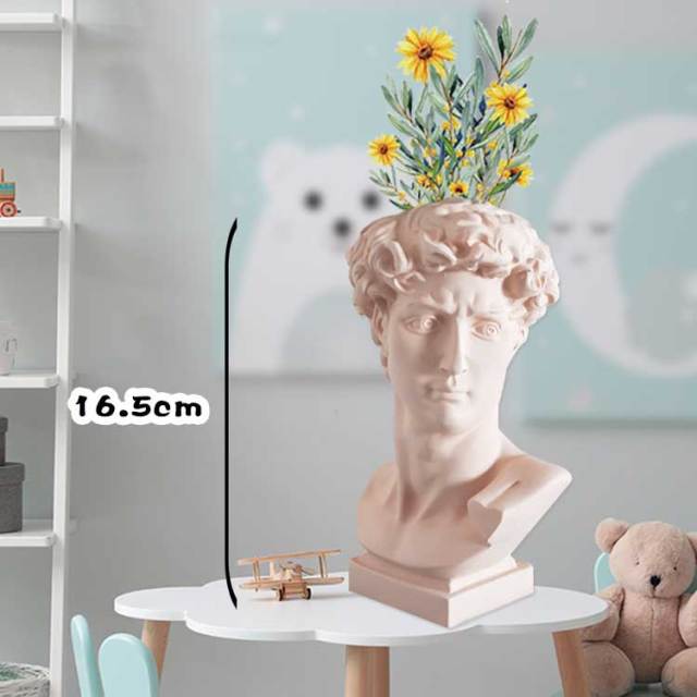 Qfdian valentines day gifts Nordic Vase Home Decor Vase Creative Human Head Portrait Flower Vases Room Decoration Resin David Flower Vase Room Decor