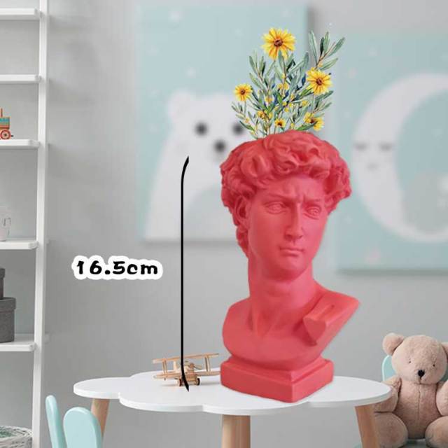 Qfdian valentines day gifts Nordic Vase Home Decor Vase Creative Human Head Portrait Flower Vases Room Decoration Resin David Flower Vase Room Decor