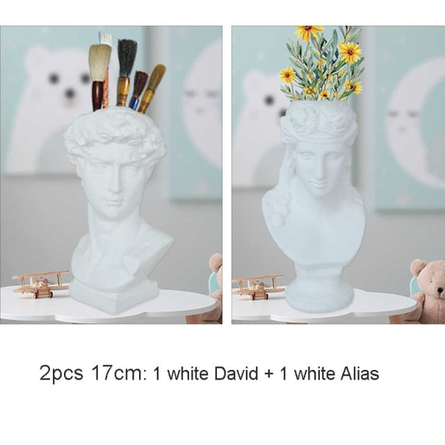 Qfdian valentines day gifts Nordic Vase Home Decor Vase Creative Human Head Portrait Flower Vases Room Decoration Resin David Flower Vase Room Decor