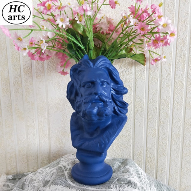 Qfdian valentines day gifts Nordic Vase Home Decor Vase Creative Human Head Portrait Flower Vases Room Decoration Resin David Flower Vase Room Decor