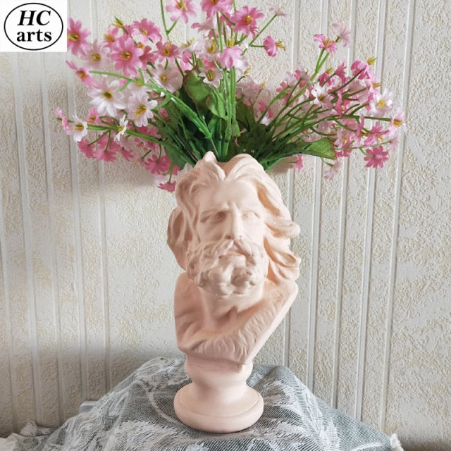 Qfdian valentines day gifts Nordic Vase Home Decor Vase Creative Human Head Portrait Flower Vases Room Decoration Resin David Flower Vase Room Decor