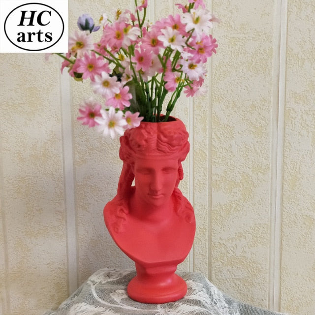 Qfdian valentines day gifts Nordic Vase Home Decor Vase Creative Human Head Portrait Flower Vases Room Decoration Resin David Flower Vase Room Decor