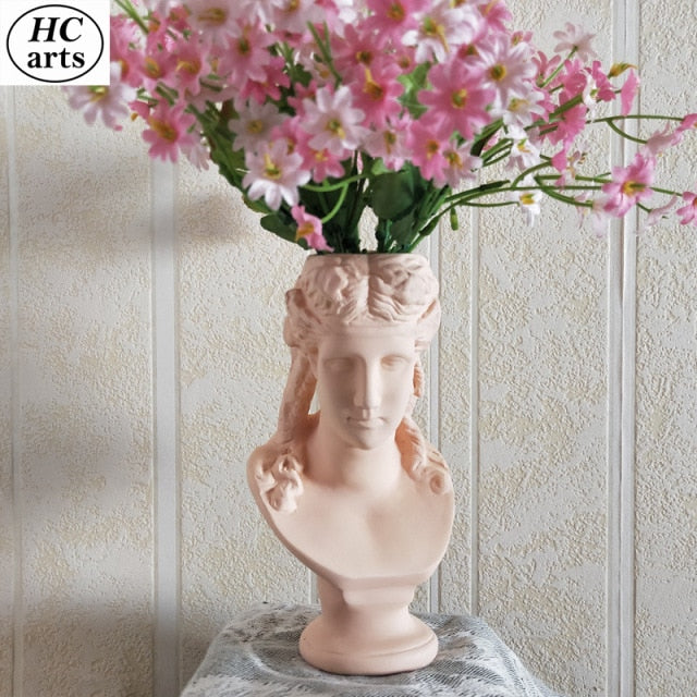 Qfdian valentines day gifts Nordic Vase Home Decor Vase Creative Human Head Portrait Flower Vases Room Decoration Resin David Flower Vase Room Decor