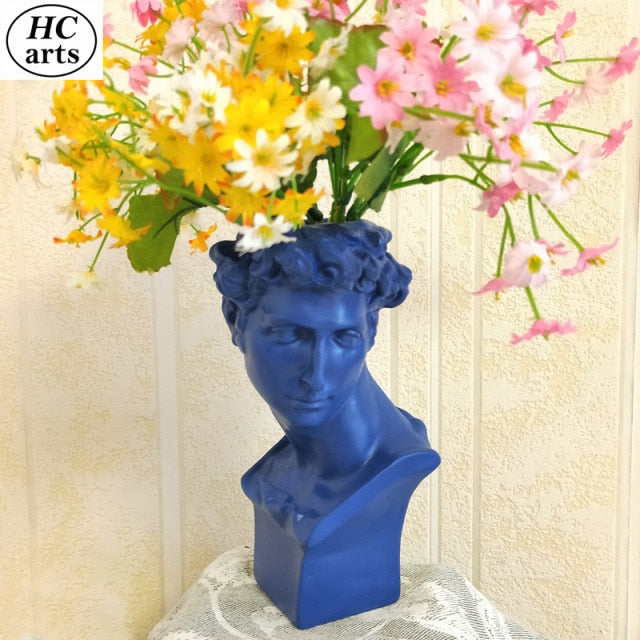 Qfdian valentines day gifts Nordic Vase Home Decor Vase Creative Human Head Portrait Flower Vases Room Decoration Resin David Flower Vase Room Decor