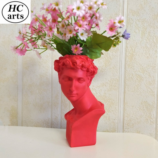 Qfdian valentines day gifts Nordic Vase Home Decor Vase Creative Human Head Portrait Flower Vases Room Decoration Resin David Flower Vase Room Decor