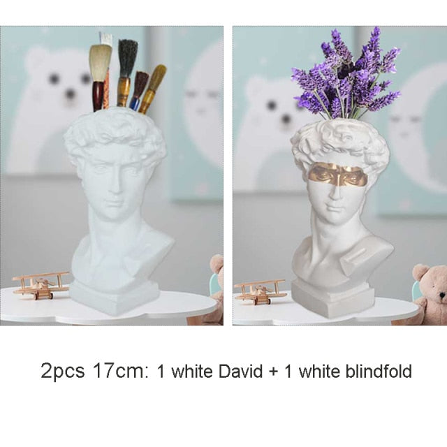 Qfdian valentines day gifts Nordic Vase Home Decor Vase Creative Human Head Portrait Flower Vases Room Decoration Resin David Flower Vase Room Decor