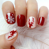 Qfdian Christmas 24Pcs Flat Top Fake Nails Artificial Nails For Lady Christmas False Nails New Design Daily Decoration For Manicure