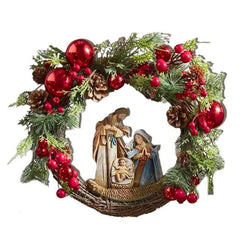 Qfdian Christmas decor ideas Christmas Sacred Christmas Wreath 14in Christmas Nativity Wreaths For Front Door Ideal For Doors Front Porches Wall Decorations