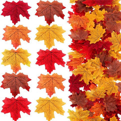 Qfdian Party decoration 100Pcs/Pack Maple Leaves Artificial Simulation Autumn Leaf Petals Halloween Christma Thanksgiving Party Wedding Table Decoration