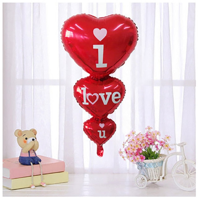 Qfdian valentines day decorations for the home 18inch Metallic Red Heart Ruby Agate Red Balloons Wedding Background Room Decoration Love Letter Balloon Valentines Decor