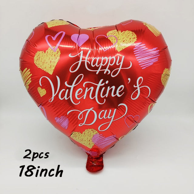 Qfdian valentines day decorations for the home 18inch Metallic Red Heart Ruby Agate Red Balloons Wedding Background Room Decoration Love Letter Balloon Valentines Decor