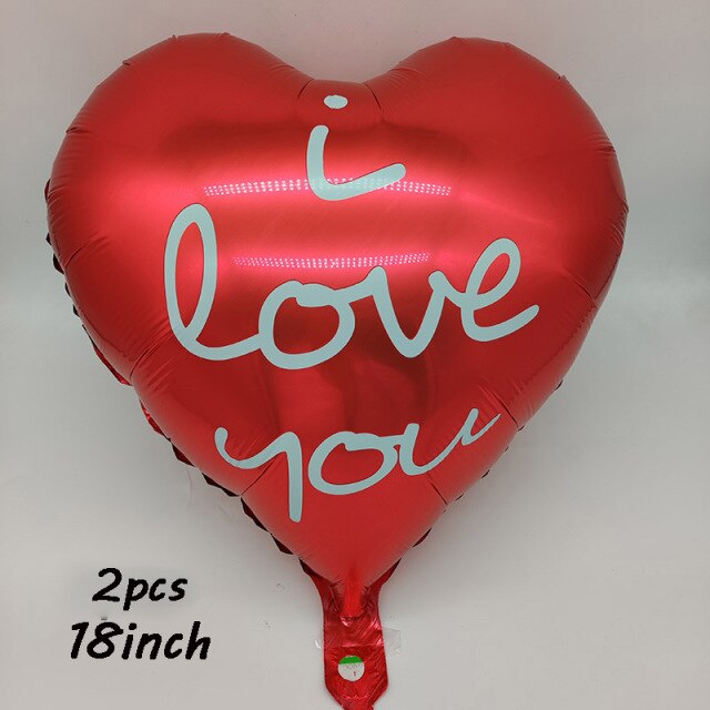 Qfdian valentines day decorations for the home 18inch Metallic Red Heart Ruby Agate Red Balloons Wedding Background Room Decoration Love Letter Balloon Valentines Decor