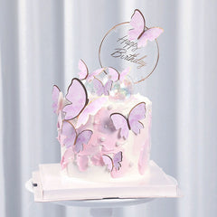 Qfdian Party gifts Party decoration hot sale new gifts for Baby Butterfly Cake Toppers Happy Birthday Cake Toppers Valentine Cake Decoration DIY Painted For Wedding Birthday Party Baby Shower