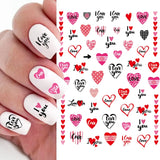 Qfdian valentines day gifts 1Pcs Valentines Nail Decor Stickers 3d Design Heart Letter Rose Flower Sexy Girls Manicure Sliders Nail Decoration