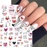 Qfdian valentines day gifts 1Pcs Valentines Nail Decor Stickers 3d Design Heart Letter Rose Flower Sexy Girls Manicure Sliders Nail Decoration