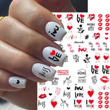 Qfdian valentines day gifts 1Pcs Valentines Nail Decor Stickers 3d Design Heart Letter Rose Flower Sexy Girls Manicure Sliders Nail Decoration