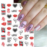 Qfdian valentines day gifts 1Pcs Valentines Nail Decor Stickers 3d Design Heart Letter Rose Flower Sexy Girls Manicure Sliders Nail Decoration