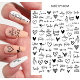 Qfdian valentines day gifts 1Pcs Valentines Nail Decor Stickers 3d Design Heart Letter Rose Flower Sexy Girls Manicure Sliders Nail Decoration