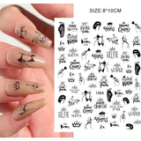 Qfdian valentines day gifts 1Pcs Valentines Nail Decor Stickers 3d Design Heart Letter Rose Flower Sexy Girls Manicure Sliders Nail Decoration