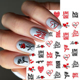 Qfdian valentines day gifts 1Pcs Valentines Nail Decor Stickers 3d Design Heart Letter Rose Flower Sexy Girls Manicure Sliders Nail Decoration