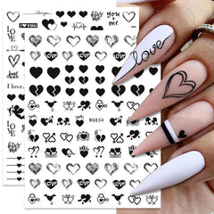 Qfdian valentines day decoration Girls Wine glass English Letter Heart Nail Decals Nail Art Decorations Manicure Accessories Valentine Day Nail Stickers