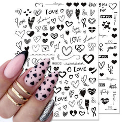 Qfdian valentines day decoration Girls Wine glass English Letter Heart Nail Decals Nail Art Decorations Manicure Accessories Valentine Day Nail Stickers