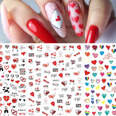 Qfdian valentines day decoration Girls Wine glass English Letter Heart Nail Decals Nail Art Decorations Manicure Accessories Valentine Day Nail Stickers