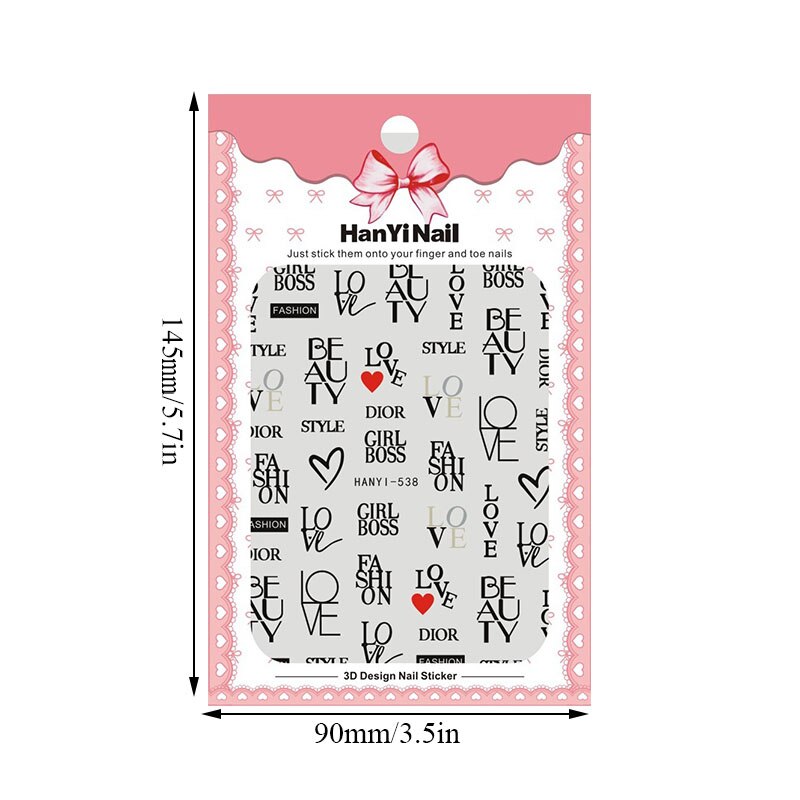 Qfdian valentines day decoration Valentines Day Manicures Love Letter Flower Transfer Stickers For Nails Art Decoration Adhesive Wraps Decals Sliders for Nails