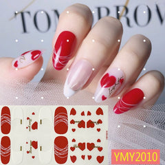 Qfdian valentines day decorations  Romantic Valentines Decals Nail Art Stickeres Sexy Lips Flower Heart Tattoo Full Wraps Nail Decoration Valentine&#39;s Day Gift