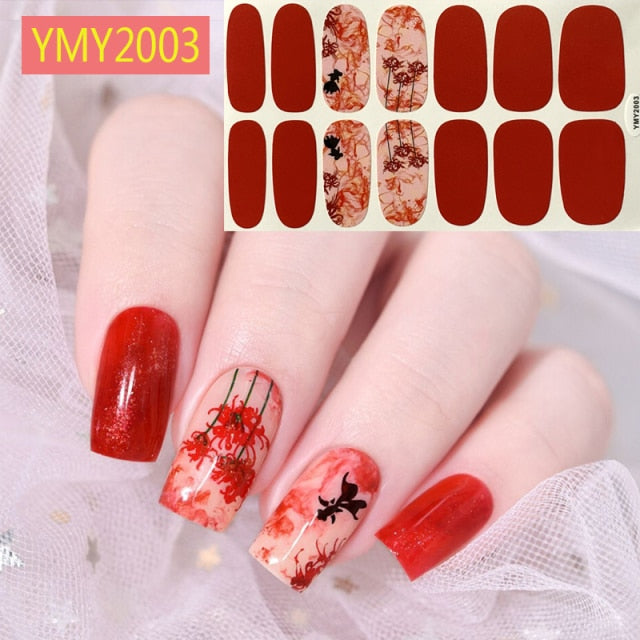 Qfdian valentines day decorations  Romantic Valentines Decals Nail Art Stickeres Sexy Lips Flower Heart Tattoo Full Wraps Nail Decoration Valentine&#39;s Day Gift