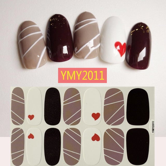 Qfdian valentines day decorations  Romantic Valentines Decals Nail Art Stickeres Sexy Lips Flower Heart Tattoo Full Wraps Nail Decoration Valentine&#39;s Day Gift