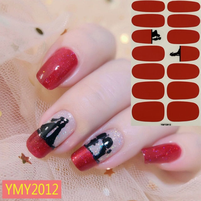 Qfdian valentines day decorations  Romantic Valentines Decals Nail Art Stickeres Sexy Lips Flower Heart Tattoo Full Wraps Nail Decoration Valentine&#39;s Day Gift