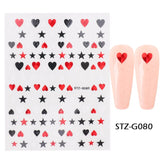 Qfdian valentines day decoration Romantic Valentines Day Nails Love Rose Leopard Flower Laser 3D Nail Sticker Decals Nail Design for Adhesive Wraps GLSTZG068-085