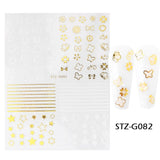 Qfdian valentines day decoration Romantic Valentines Day Nails Love Rose Leopard Flower Laser 3D Nail Sticker Decals Nail Design for Adhesive Wraps GLSTZG068-085