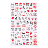Qfdian valentines day decoration Romantic Valentines Day Nails Love Rose Leopard Flower Laser 3D Nail Sticker Decals Nail Design for Adhesive Wraps GLSTZG068-085