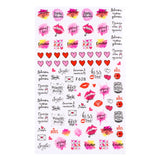 Qfdian valentines day decoration Romantic Valentines Day Nails Love Rose Leopard Flower Laser 3D Nail Sticker Decals Nail Design for Adhesive Wraps GLSTZG068-085