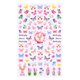 Qfdian valentines day decoration Romantic Valentines Day Nails Love Rose Leopard Flower Laser 3D Nail Sticker Decals Nail Design for Adhesive Wraps GLSTZG068-085
