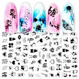 Qfdian valentines day decoration Romantic Valentines Day Nails Love Rose Leopard Flower Laser 3D Nail Sticker Decals Nail Design for Adhesive Wraps GLSTZG068-085