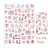 Qfdian valentines day decoration Romantic Valentines Day Nails Love Rose Leopard Flower Laser 3D Nail Sticker Decals Nail Design for Adhesive Wraps GLSTZG068-085