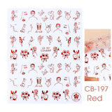 Qfdian valentines day decoration Romantic Valentines Day Nails Love Rose Leopard Flower Laser 3D Nail Sticker Decals Nail Design for Adhesive Wraps GLSTZG068-085