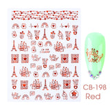 Qfdian valentines day decoration Romantic Valentines Day Nails Love Rose Leopard Flower Laser 3D Nail Sticker Decals Nail Design for Adhesive Wraps GLSTZG068-085