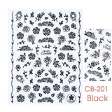 Qfdian valentines day decoration Romantic Valentines Day Nails Love Rose Leopard Flower Laser 3D Nail Sticker Decals Nail Design for Adhesive Wraps GLSTZG068-085