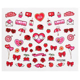 Qfdian valentines day decoration Romantic Valentines Day Nails Love Rose Leopard Flower Laser 3D Nail Sticker Decals Nail Design for Adhesive Wraps GLSTZG068-085