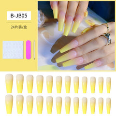 Qfdian valentines day gifts 24pcs/Set Gradient False Nails French Ballet Nails With Jelly Gum Ballerina Coffin Fake Nails Press On Nail Tips Valentines Day