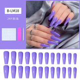 Qfdian valentines day gifts 24pcs/Set Gradient False Nails French Ballet Nails With Jelly Gum Ballerina Coffin Fake Nails Press On Nail Tips Valentines Day