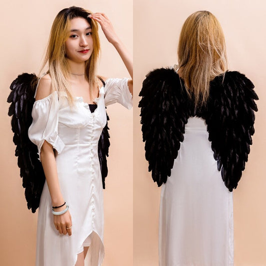 Qfdian valentines day decoration Women Girl White Angel Feather Wings Holiday Party Props Scene Layout Catwalk Show Christmas Decoration  Easter Valentines Day