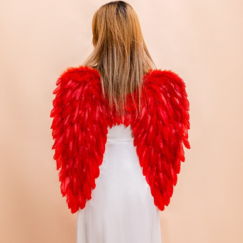 Qfdian valentines day decoration Women Girl White Angel Feather Wings Holiday Party Props Scene Layout Catwalk Show Christmas Decoration  Easter Valentines Day