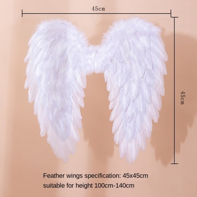 Qfdian valentines day decoration Women Girl White Angel Feather Wings Holiday Party Props Scene Layout Catwalk Show Christmas Decoration  Easter Valentines Day