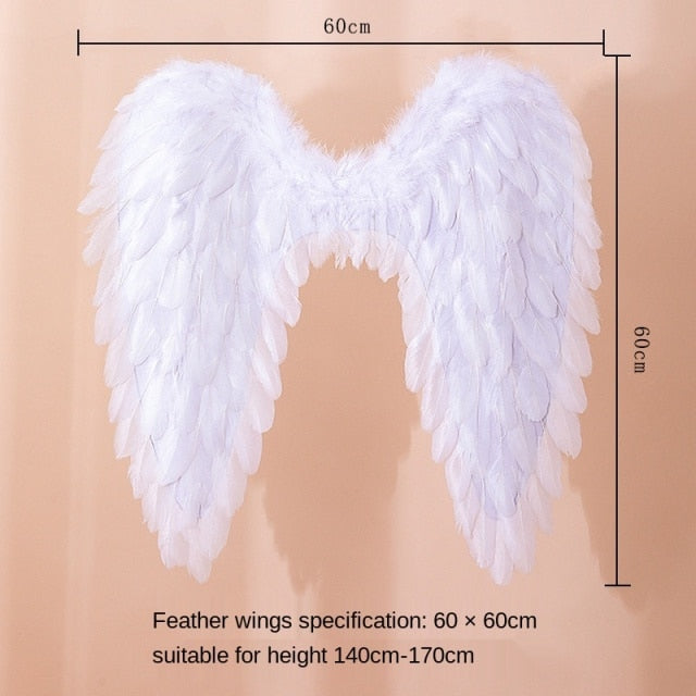 Qfdian valentines day decoration Women Girl White Angel Feather Wings Holiday Party Props Scene Layout Catwalk Show Christmas Decoration  Easter Valentines Day