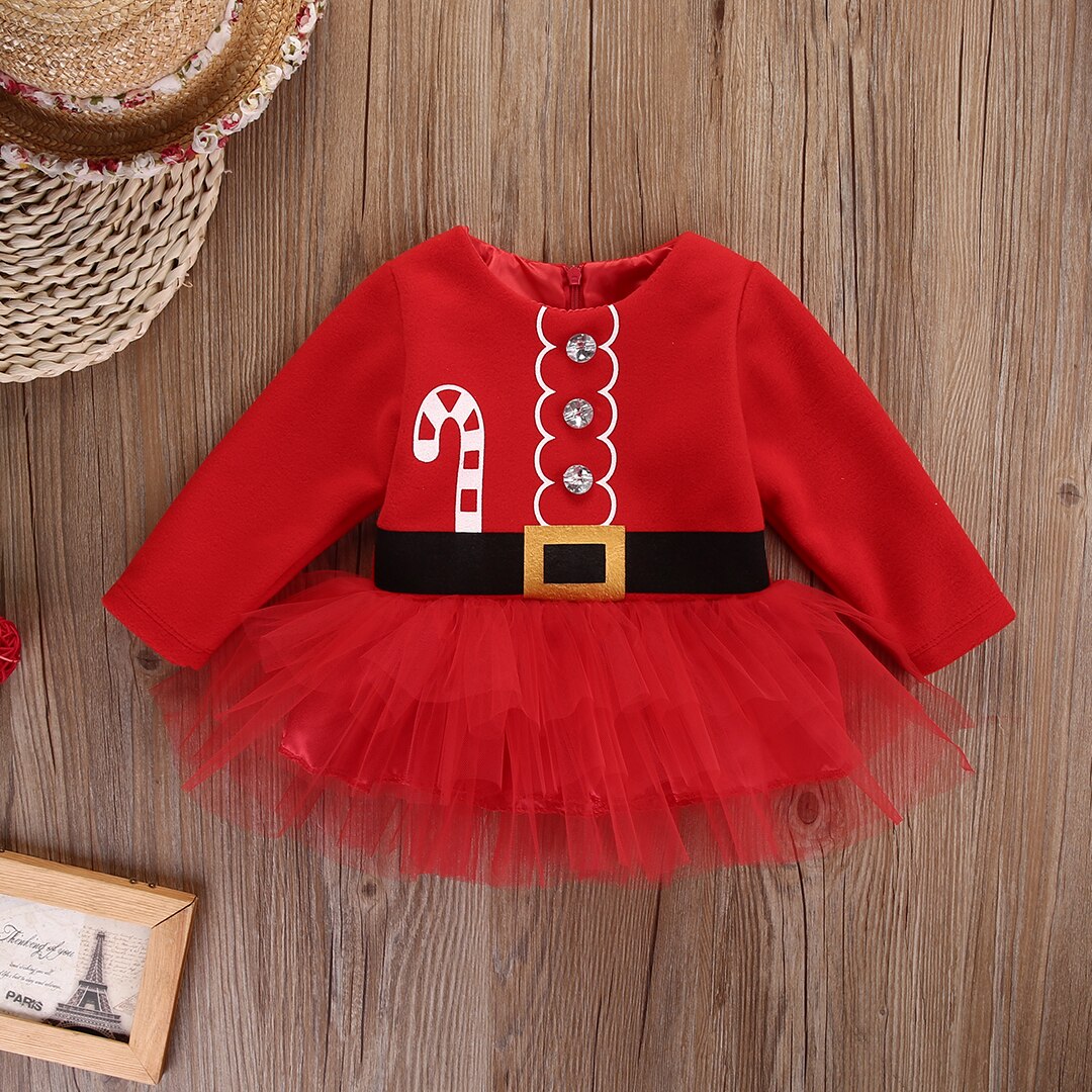 Qfdian Christmas decor ideas Baby Dress Princess Toddler Baby Girl Clothes Tulle Tutu Dress Party Outfits Costume 0-24M